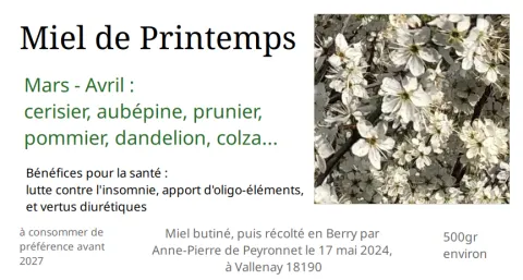 Miel de printemps - avril 2024