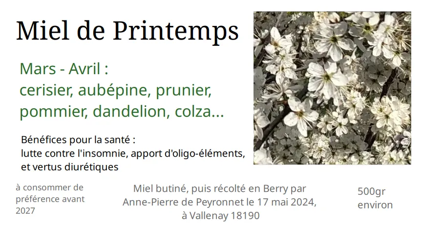 Miel de printemps - avril 2024